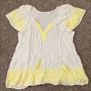 White and yellow blouse